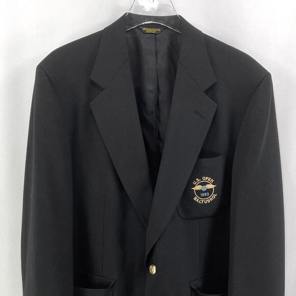 VINTAGE IZOD Black 1993 U.S. Open Button Up Sports Coat Jacket Blazer - Picture 5 of 9